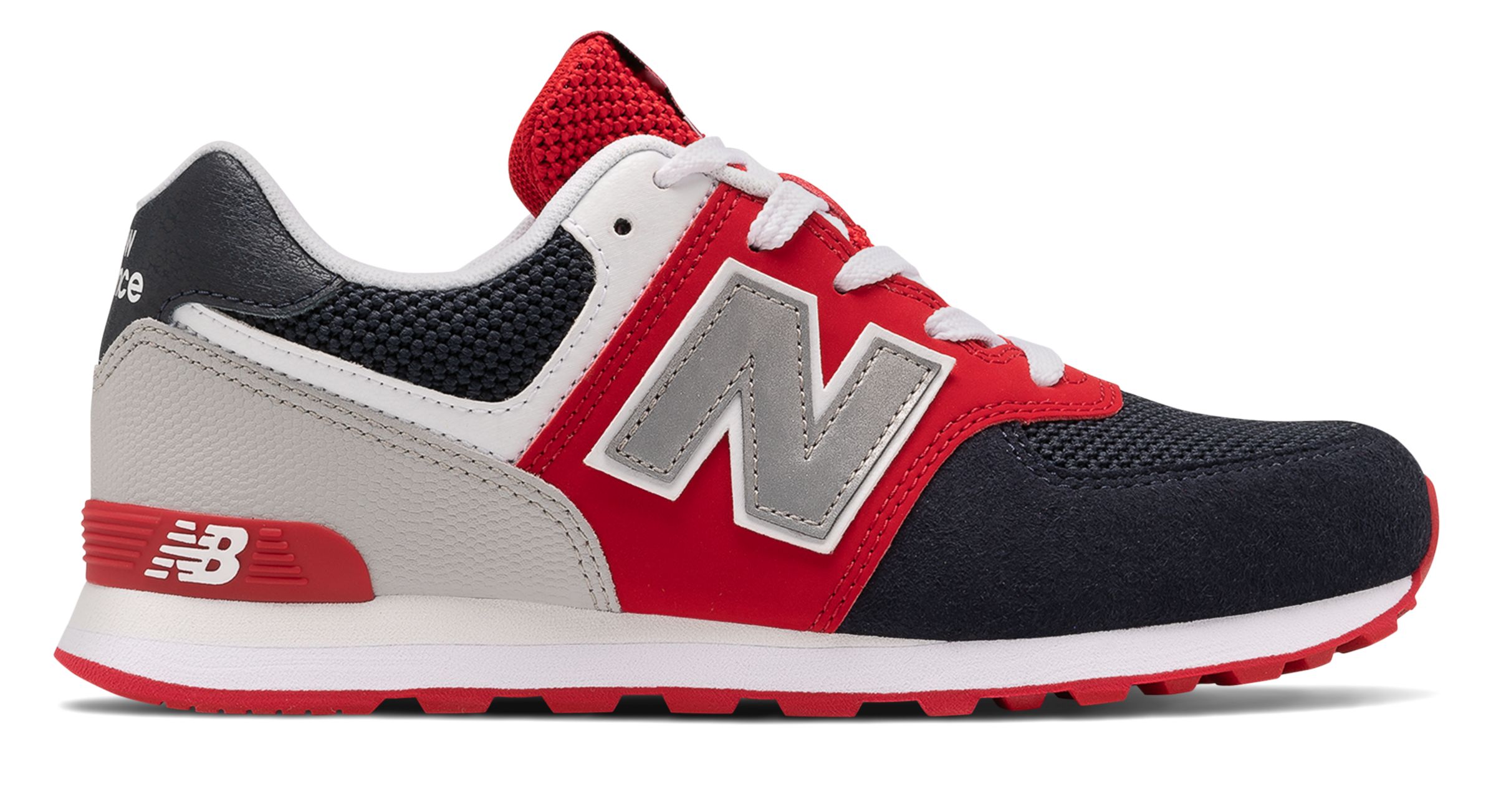 New Balance Kid's 574 Big Kids Male Shoes Blue with Red | eBay