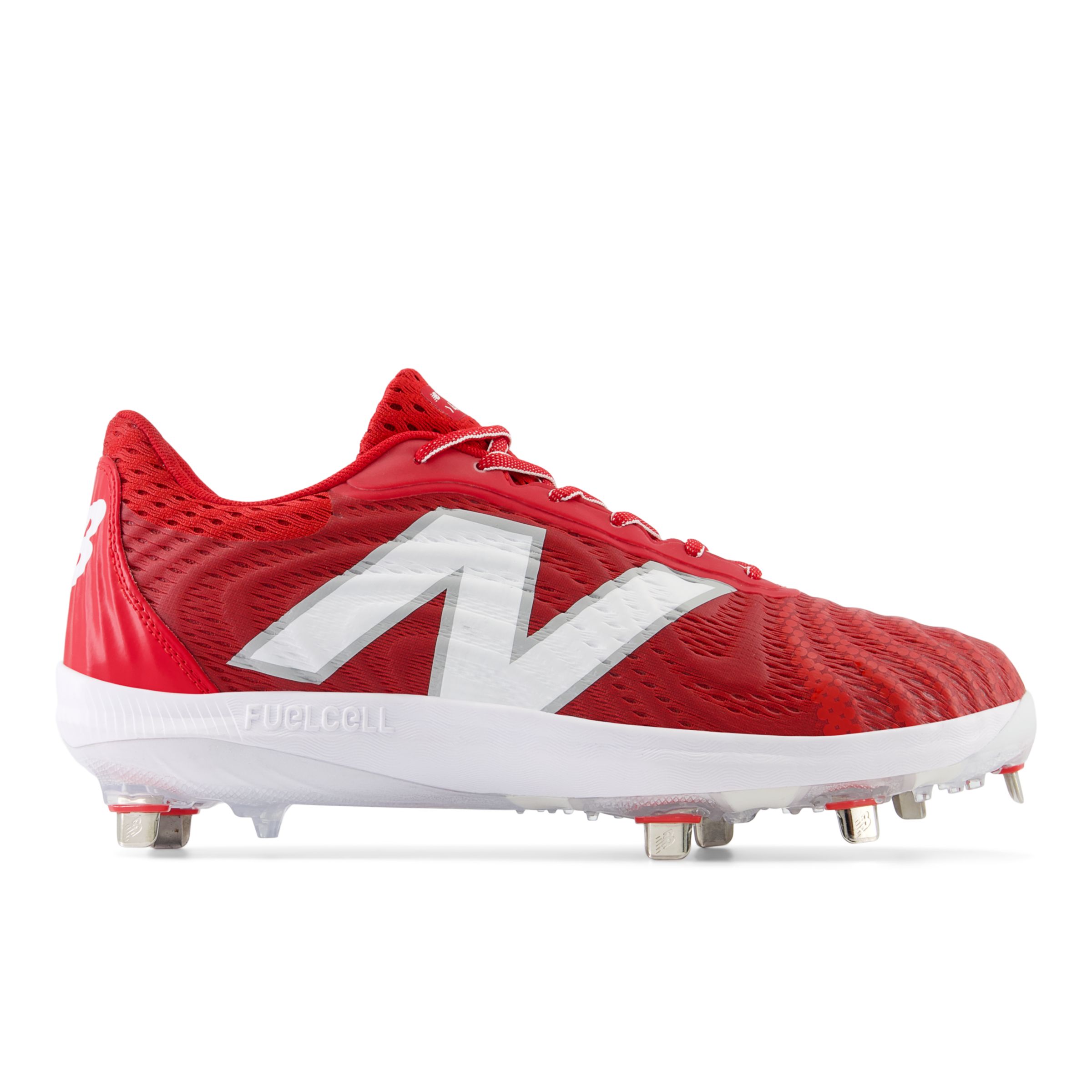 New balance outlet metal cleats red