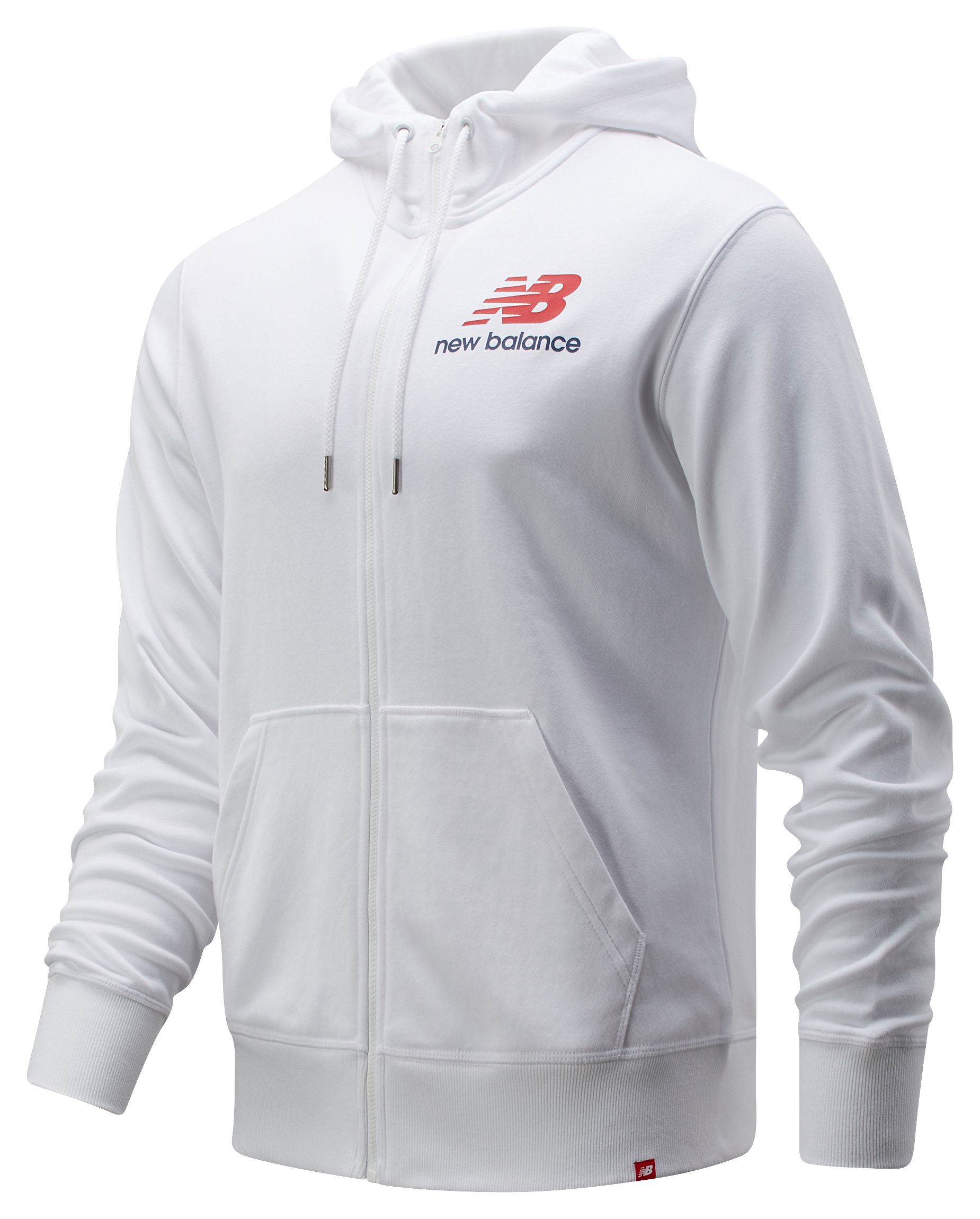 New Balance Men's Essentials Stacked Logo Full Zip Hoodie White | eBay