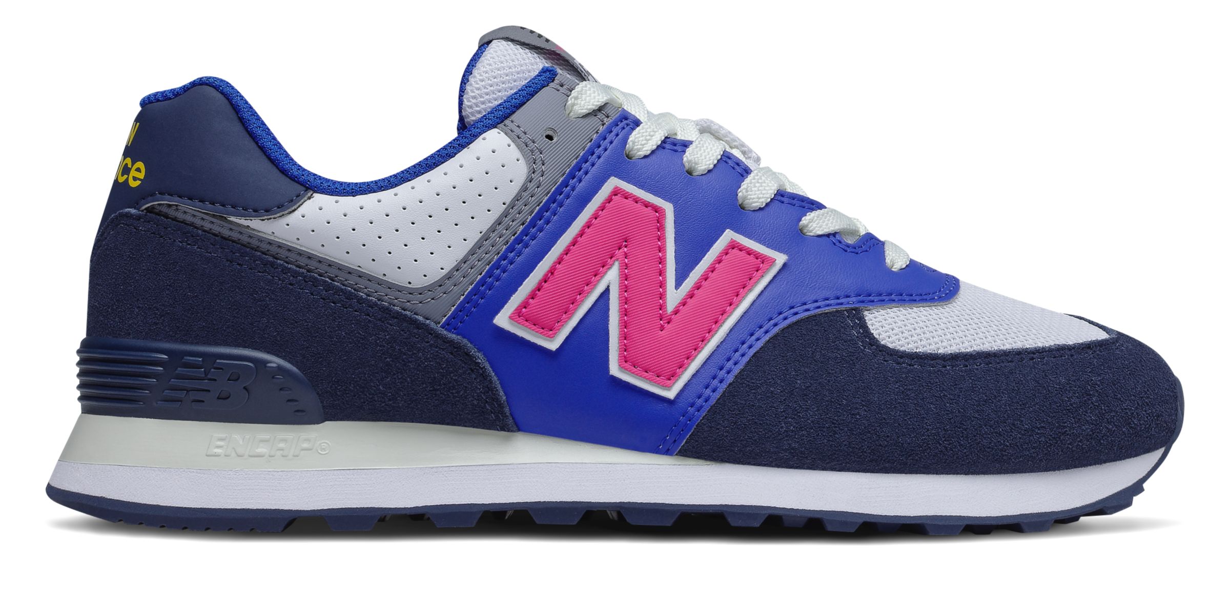 New Balance Men's 574 Shoes Navy with Pink | eBay