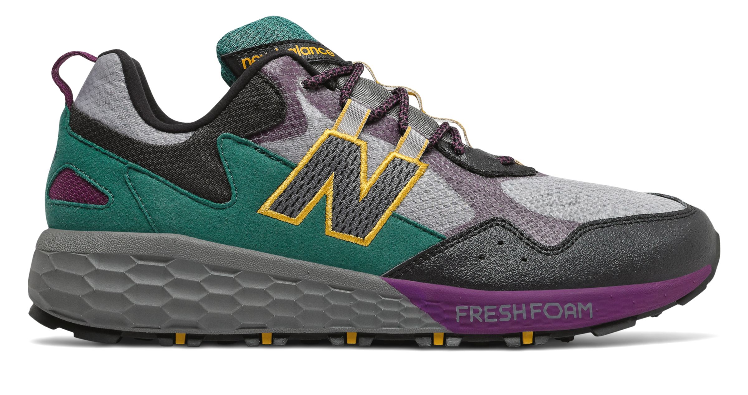 New Balance Men's Fresh Foam Crag v2 Shoes Grey with Black & Purple | eBay