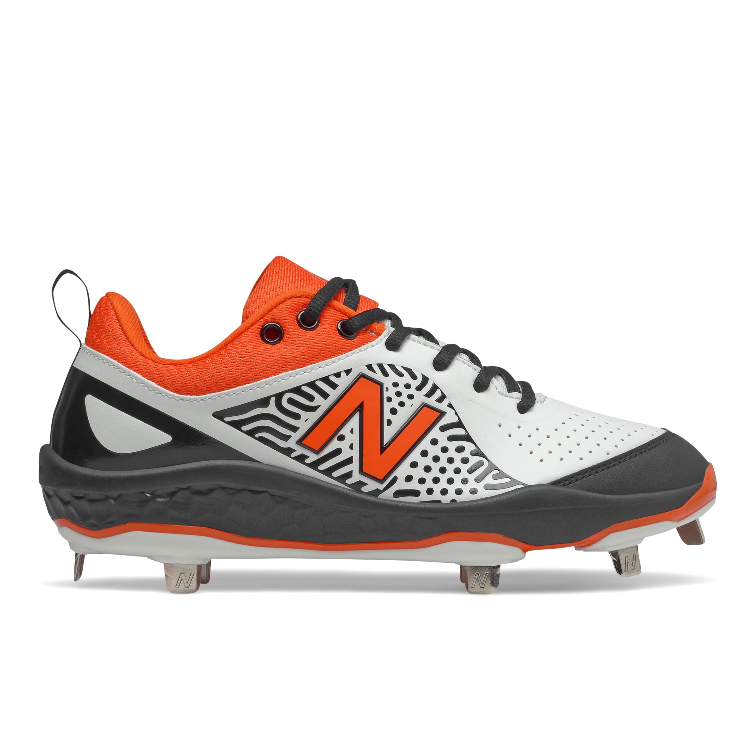 Low-Cut Velo v2 Metal Cleat , Orange with White & Black