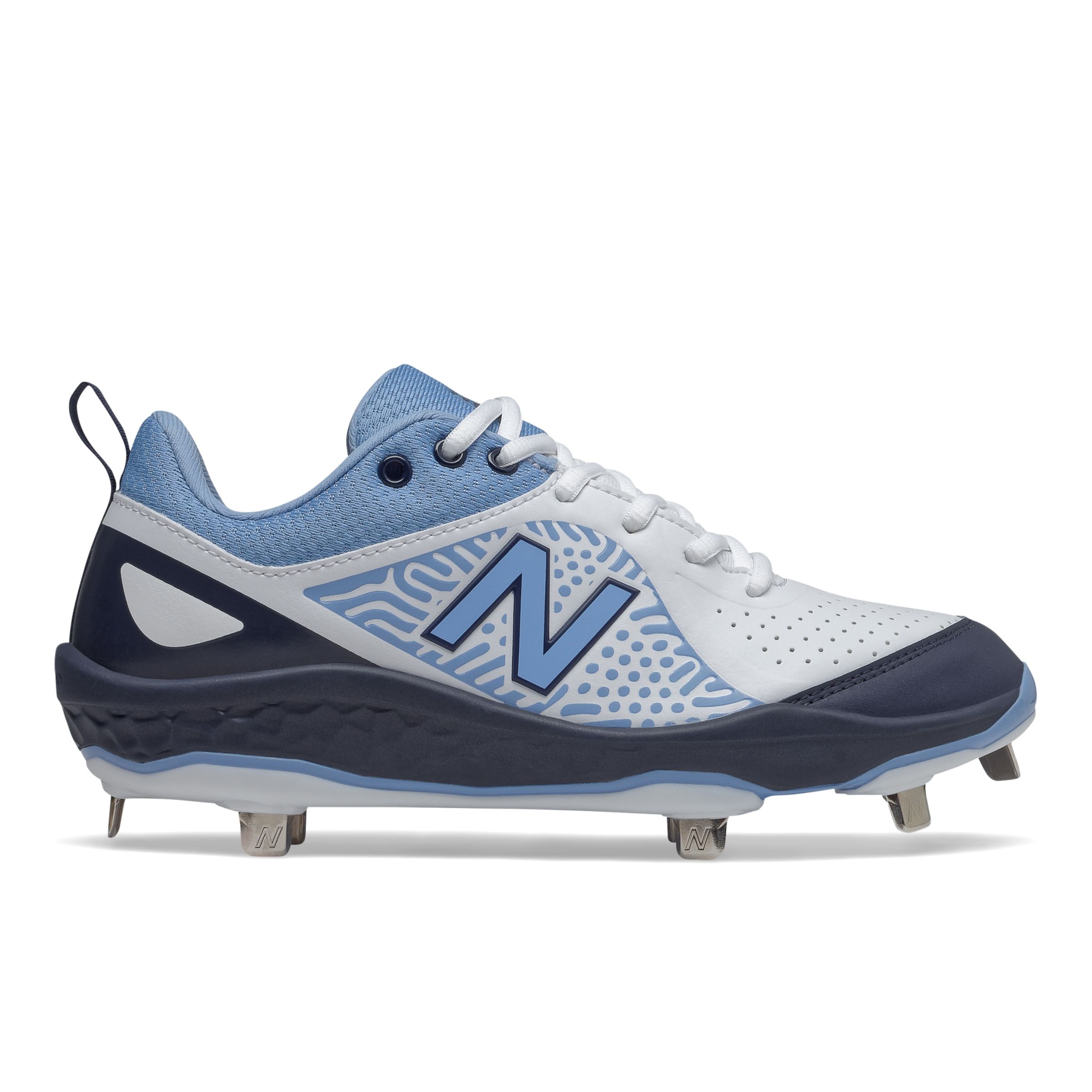 Low-Cut Velo v2 Metal Cleat , Light Blue with White & Navy