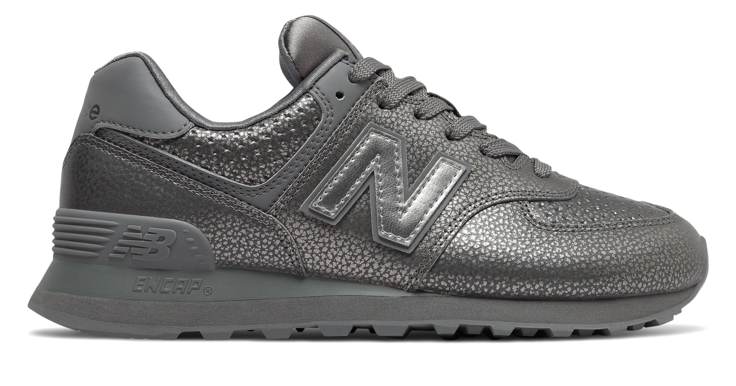 women's new balance 574 worn metallic casual shoes