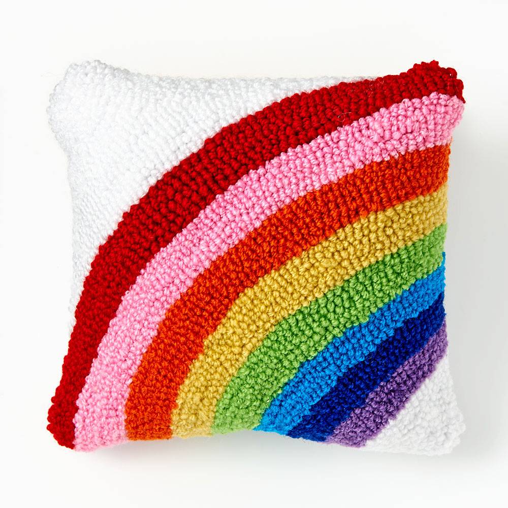 Rainbow Arch Latch Hooked Pillow