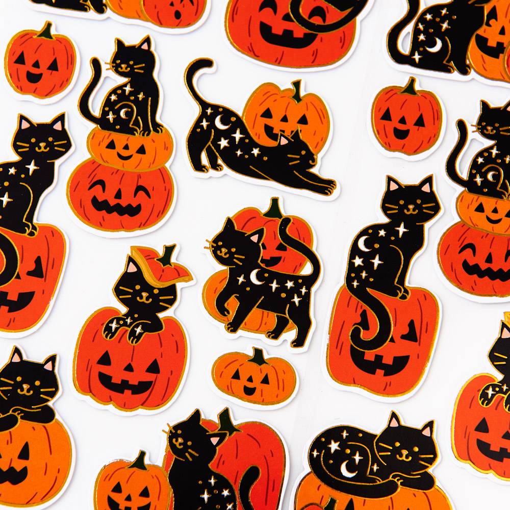 Cat Jack-O-Lantern Stickers