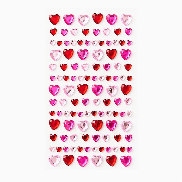 107 PC Heart Gem Stickers - Pink