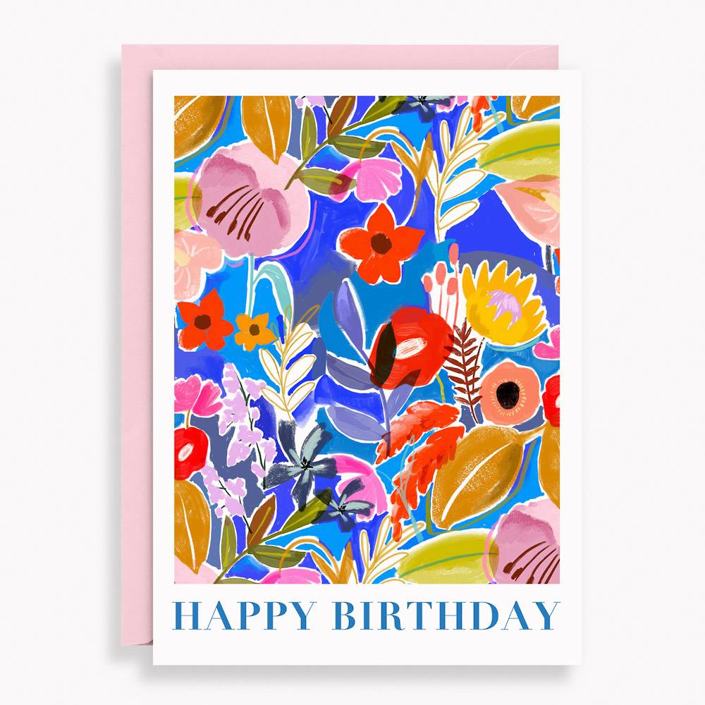 Painted Floral Birthday Card