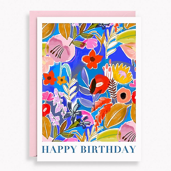 Beautiful Happy Birthday card colorful watercolor background