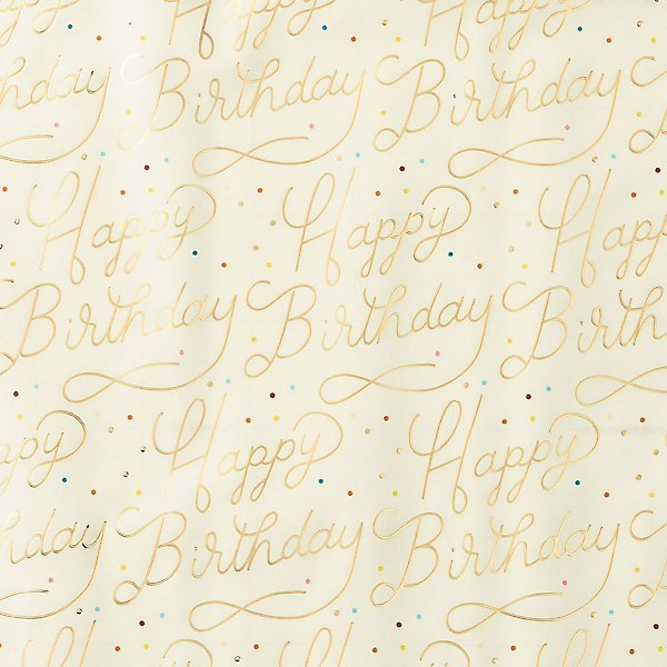 Birthday Wrapping Paper Roll - Happy Birthday Lettering and Gift