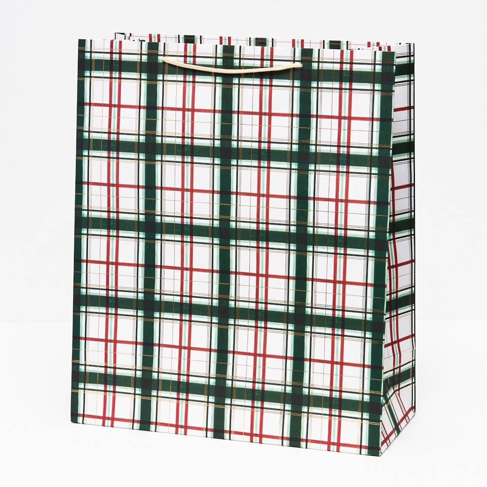 Holiday Painted Plaid Gift Bag
