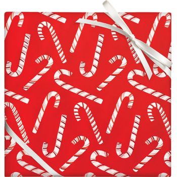 Candy Cane Red Foil Stone Wrapping Paper | Paper Source