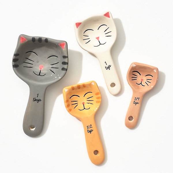 Cat Shaped Ceramic Measuring Spoons - Perfect Gift for Any Cat
