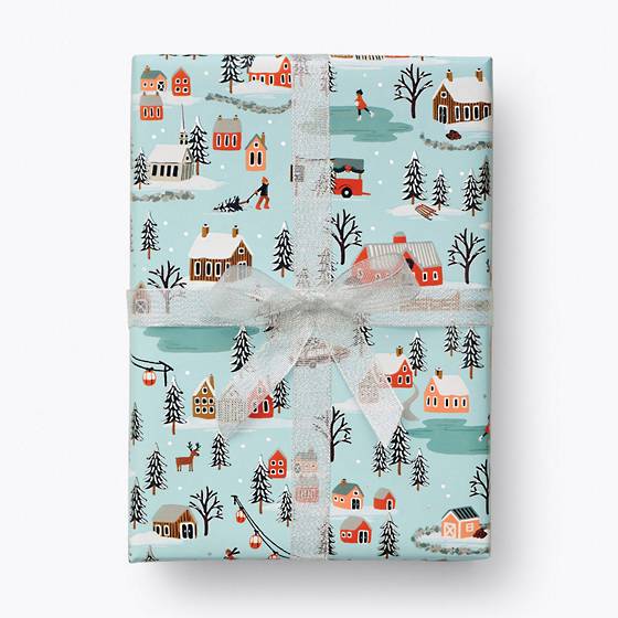 Rifle Paper Co. Holiday Village Wrapping Paper.