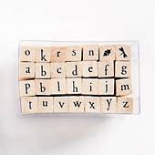 Printer Type Alphabet Lowercase Rubber Stamp Set