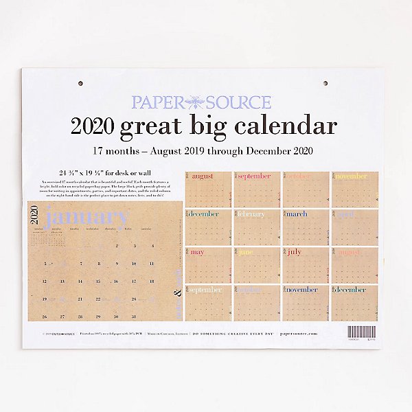 2019 2020 Great Big Calendar Paper Source
