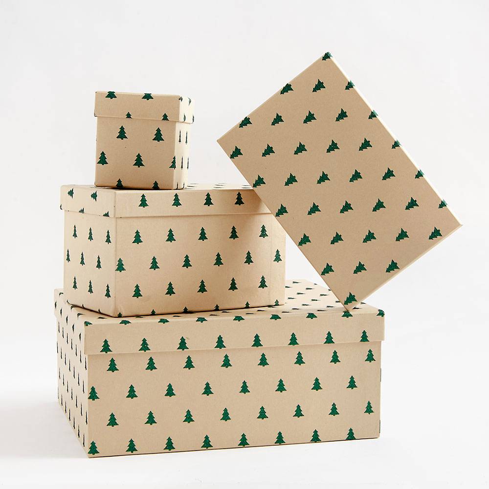 Green Glitter Tree Gift Boxes