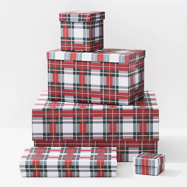 Holiday White Stewart Tartan Gift Boxes