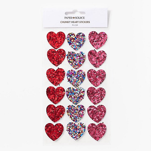 Chunky Glitter Heart Stickers