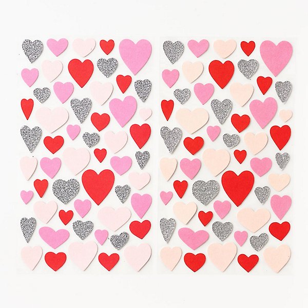 Paper Source Pink Glitter Puffy Heart Stickers