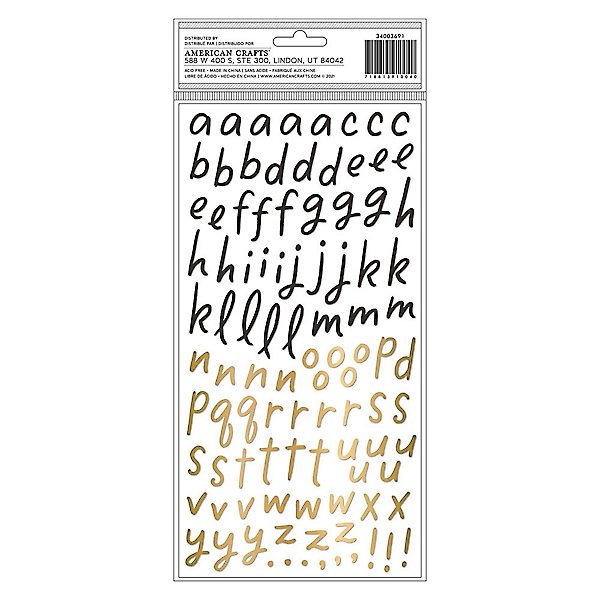 American Crafts Thickers BOHO Black Glitter Letters Stickers – Scrapbooksrus
