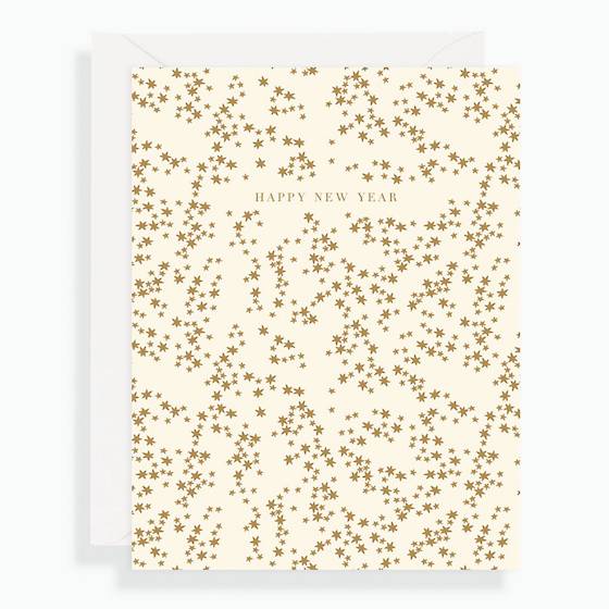 Gold Foil Stars New Year Greeting Card.