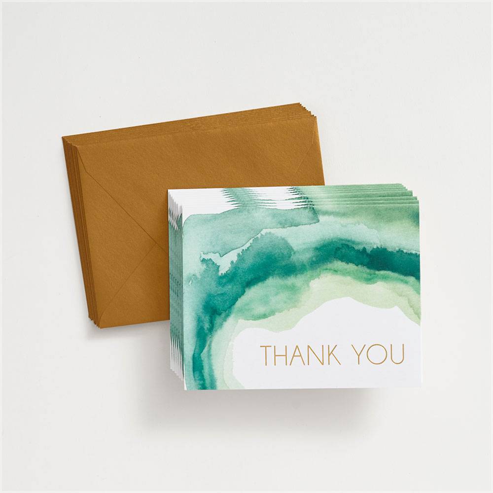 Assorted Botanical Cards Pack for Wedding/Baby Shower Bulk Boxed Set Assortment of Watercolor Green Leaves Floral Notes 100 Greenery & Gold Foil Thank You Cards w/Envelopes & Stickers 