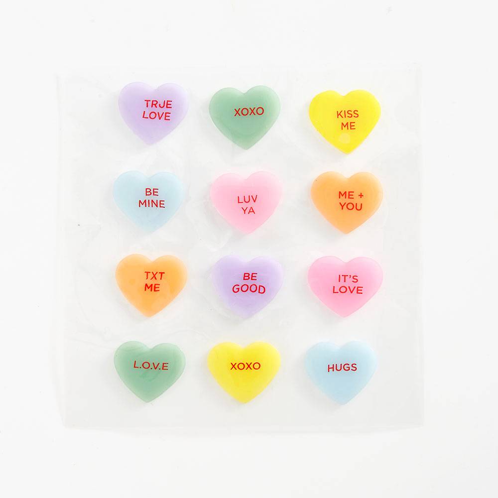 Set Of 3 Holidays Colorful Hearts Gel Window Cling 