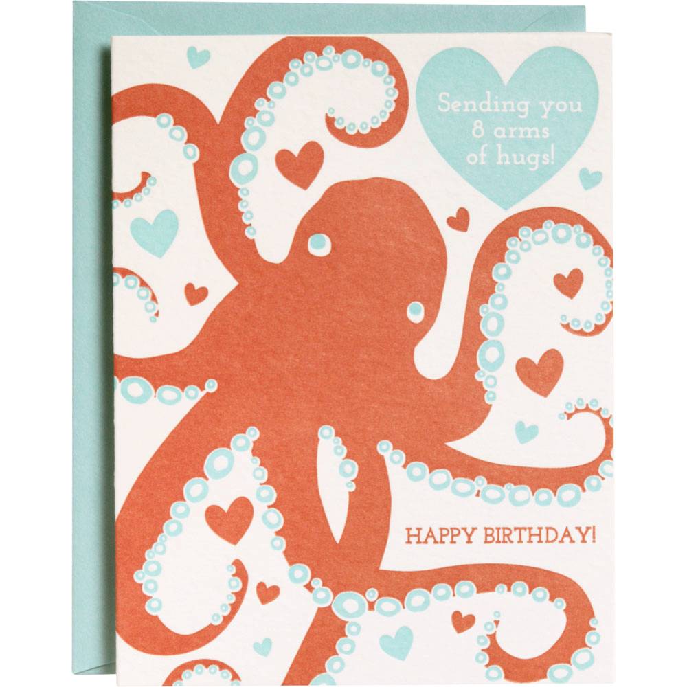 Pictura Birthday Octopus Bright and Colorful Cute 'Jane Birthday Card 