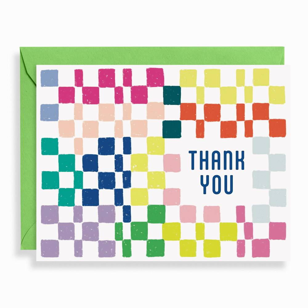 Colorful Check Thank You Card Set