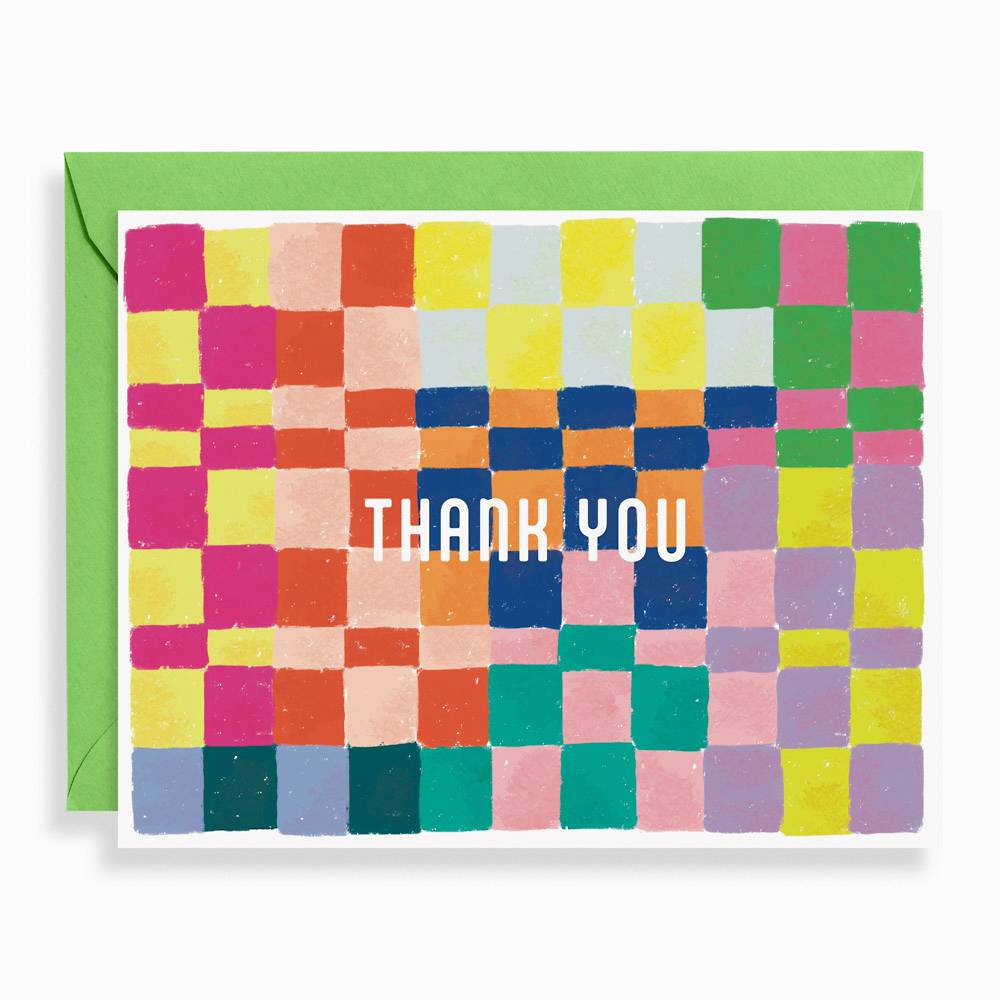Colorful Check Thank You Card Set