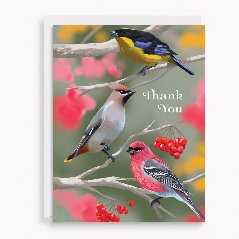 Painterly Birds Thank You Card Set