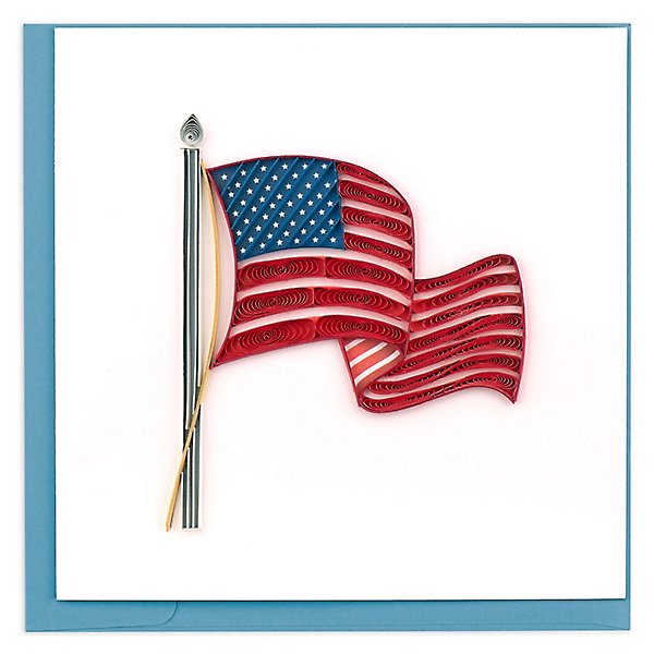 Patriotic American American Flag Shaped Into A Map of USA Quilling Card 