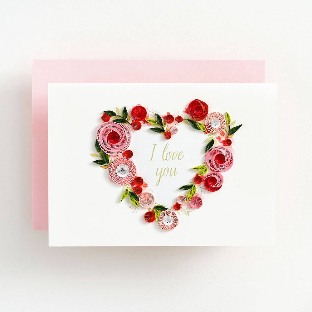 Details about   Pink Foil Heart Inside Floral Heart Die Cut Anniversary Card for My Wife 