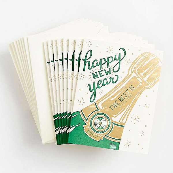 Champagne Bottles New Year Card Set
