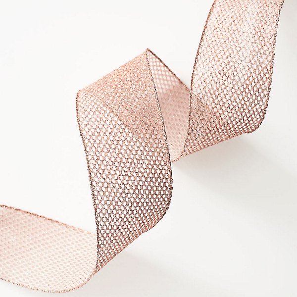 Rose Gold Glitter Wired Ribbon