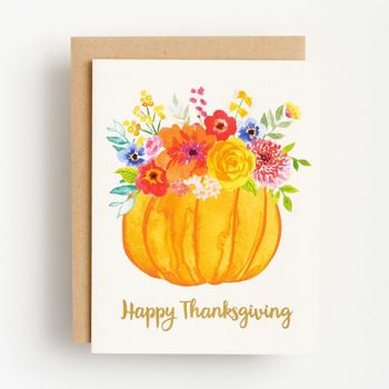 Floral Pumpkin Thanksgiving Card | Paper Source