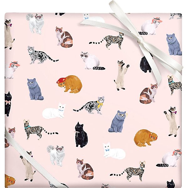 I Love Cats Heart with Paw Print Premium Gift Wrap Wrapping Paper