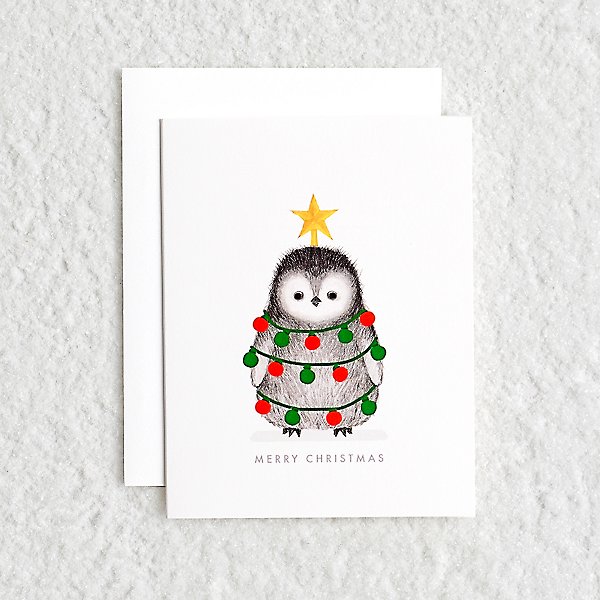 Not Religious Snow Papyrus Niquead Christmas Card Penguin Fancy 