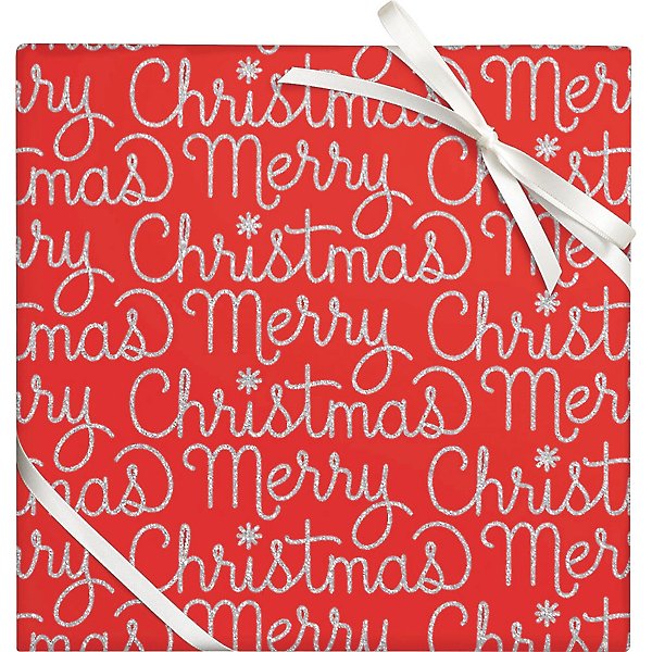 Luxury Christmas Wrapping Paper - Joy / Red Floral (Double Sided) - ShawnBox