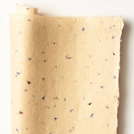 Pressed Blue Petal Handmade Paper.
