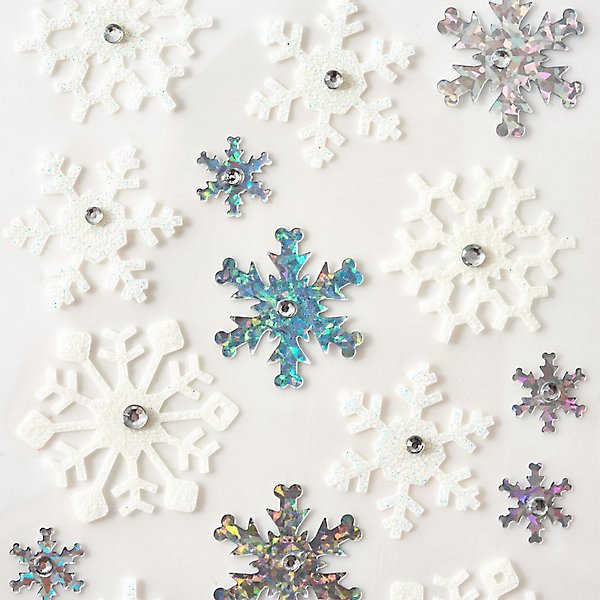 Snowflake Shape Glitter Foam Stickers - Hobby World