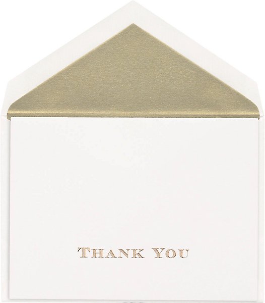 THANK YOU CARDS for customer client orders real gold foil shimmer white card 