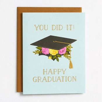 Floral Cap Foil Graduation Card | Paper Source