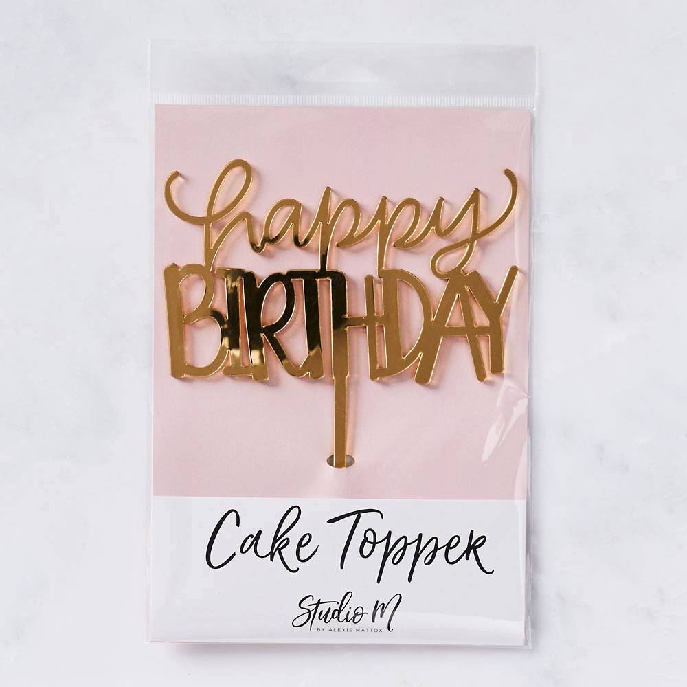 Gold Happy Birthday Cake Topper 