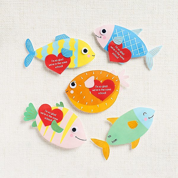 School Of Fish Classroom Valentine's Day Cards By Jill Means, School Means
