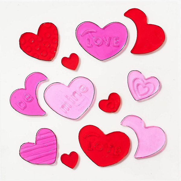 Vitrogel Pink Purple Lips And Red Hearts Reusable Gel Window Clings Stickers 