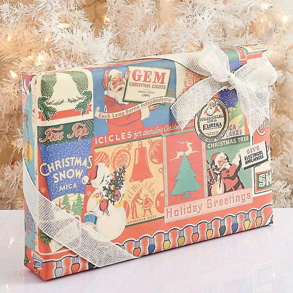 christmas vintage wrapping paper santa