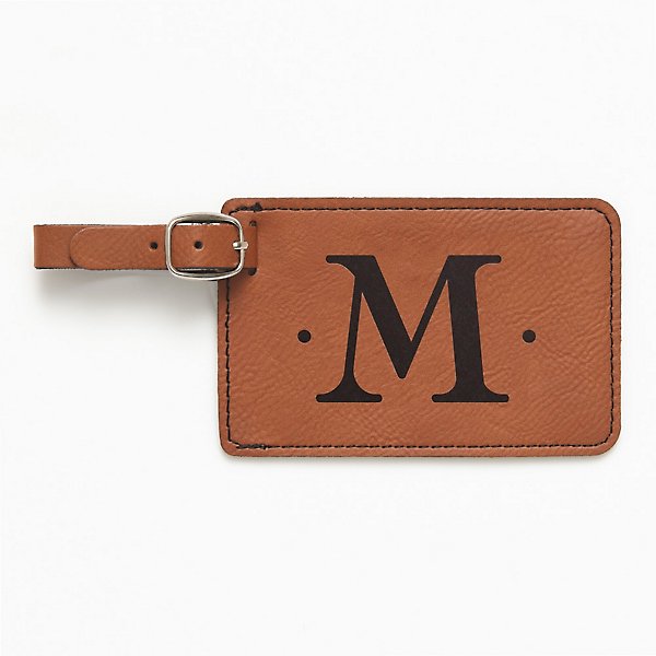 Single Initial Monogram Brown Luggage Tag