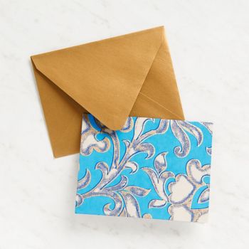 Elegant Blue and Gold Filigree Stationery Set